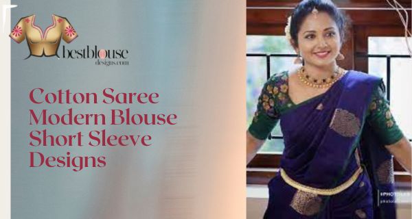 Cotton-Saree-Modern-Blouse-Short-Sleeve-Designs