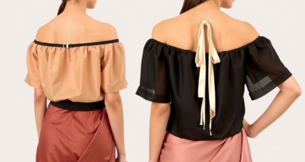 Off-Shoulder Blouse with Tie-Up Back