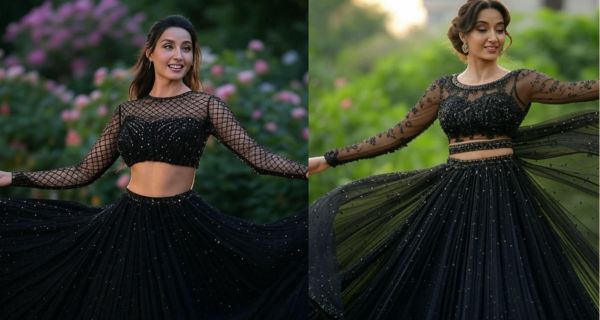 Nora Fatehi Hot Blouse Design: Stunning Looks in Blue and Black Dresses