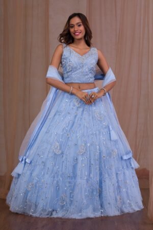 Mirrorwork Net Readymade Lehenga