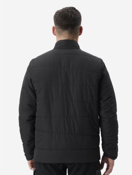 Men’s Black Non-Hooded Synthetic Puffer - Image 4