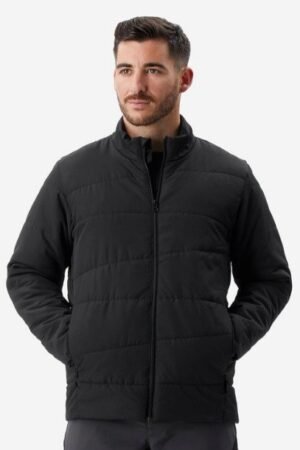 Men’s Black Non-Hooded Synthetic Puffer