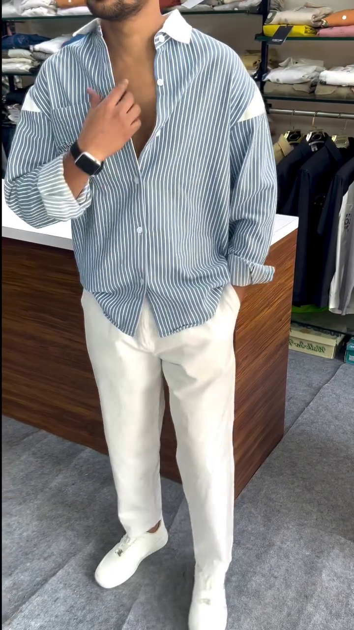 Men Red & White Slim Fit Striped Casual Shirt - Image 7