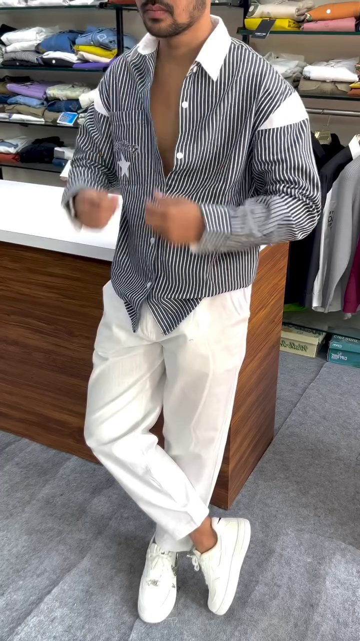 Men Red & White Slim Fit Striped Casual Shirt - Image 5