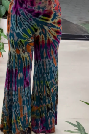 Vibrant Kaleidoscope High-Waisted Tie-Dye Flare Pants