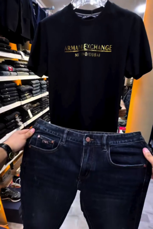 Men’s Premium Black T-Shirt & Dark Denim Jeans Combo – Stylish Casual Outfit for Men