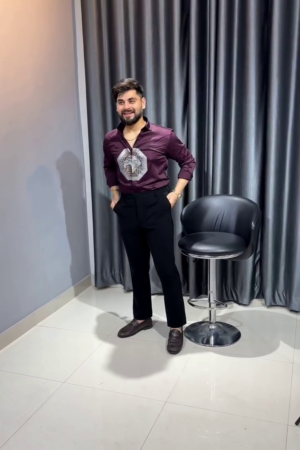 Men’s Premium Maroon Shirt & Black Formal Pant Combo – Elegant Party Wear Outfit for Men