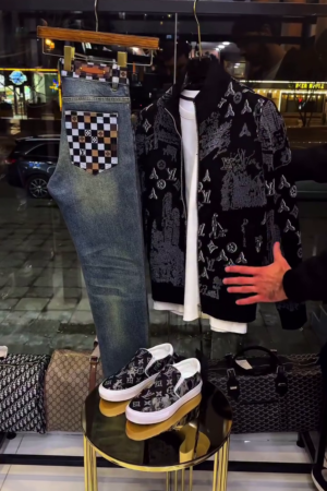 Men’s Premium Printed Jacket, White T-Shirt & Slim Fit Denim Jeans Combo – Stylish Casual Outfit for Men