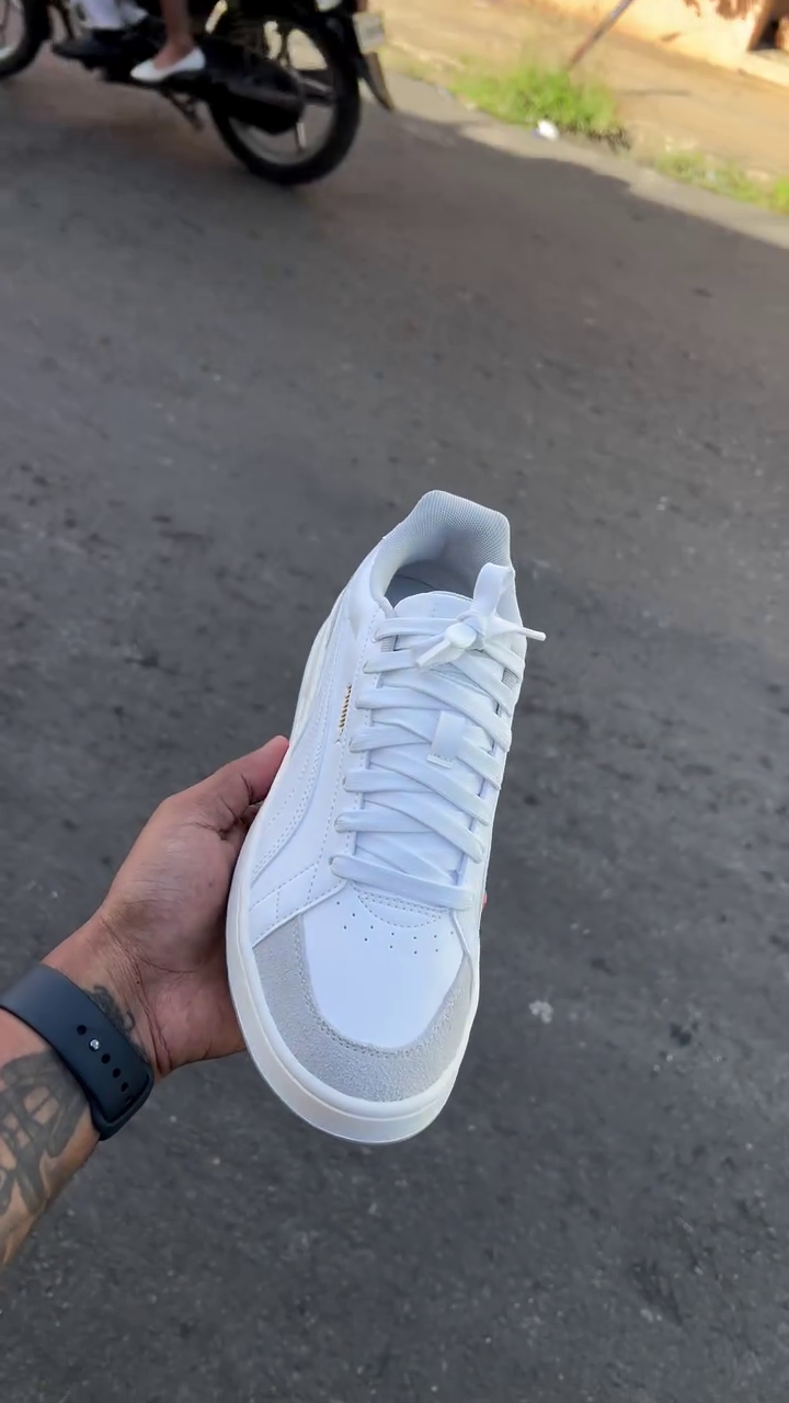 Men's Shuffle Suede-Trim Low-Top Sneakers in White/Vapor Gray