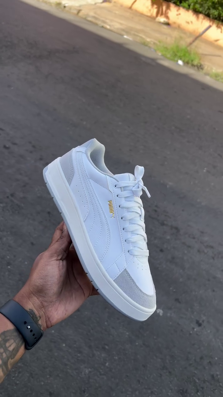 Men's Shuffle Suede-Trim Low-Top Sneakers in White/Vapor Gray - Image 2