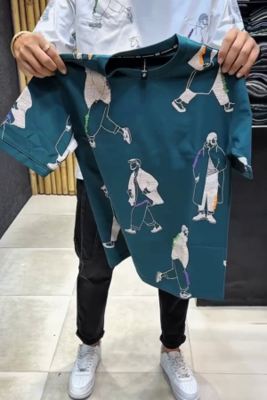 Men Printed Drop-Shoulder Sleeves Oversized T-shirt