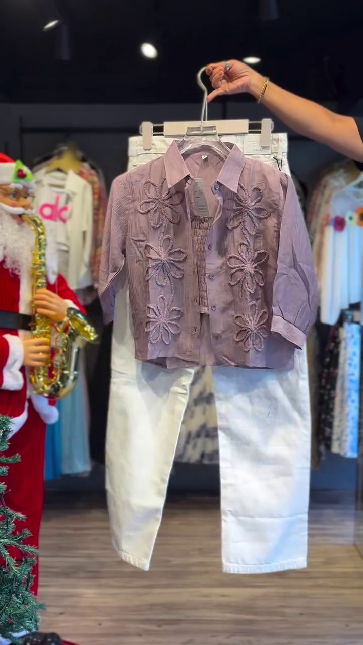 Embroidered Shirt Collar Shirt & Shorts Co-Ords