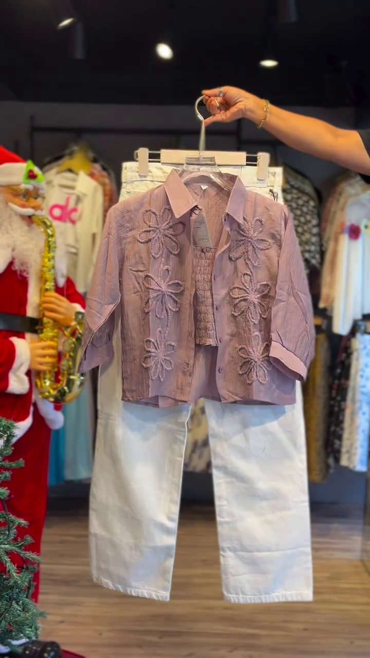 Embroidered Shirt Collar Shirt & Shorts Co-Ords - Image 4