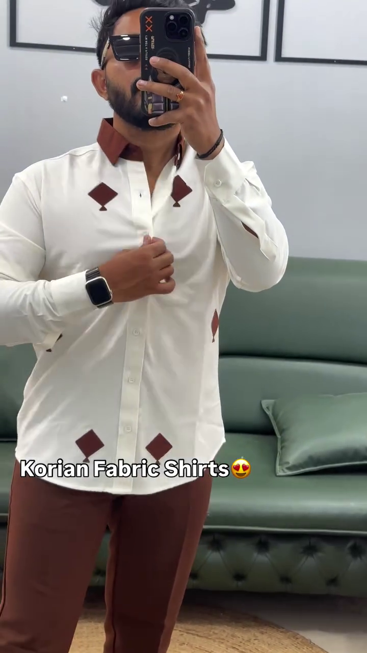Men Standard Fit Embroidered Spread Collar Satin Casual Shirt - Image 8