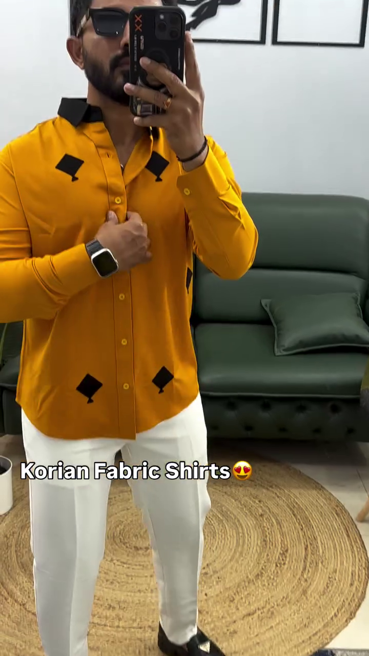 Men Standard Fit Embroidered Spread Collar Satin Casual Shirt - Image 4